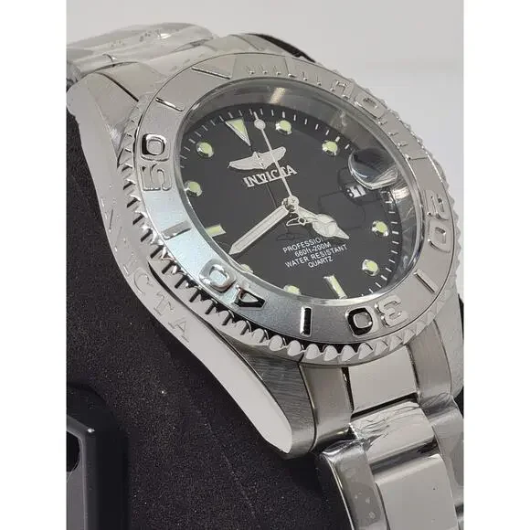 Invicta Men's Watch Pro Diver Quartz Black Dial Stainless Steel Bracelet 29937